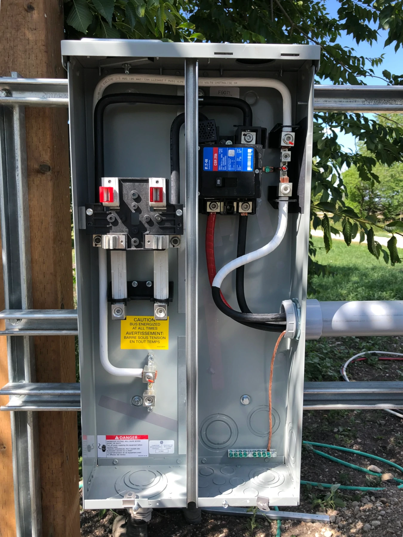 Eaton 200 Amp Metered Disconnect Farm PV Solar Bidirectional Breaker MB Hydro Approved LiORA Electric Manitoba Electrician