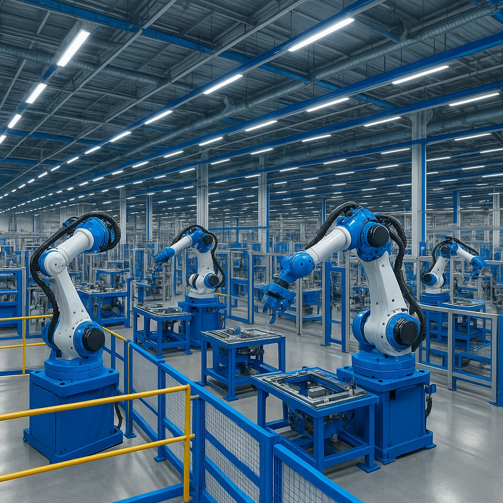 AI Generated Artificial Intelligence Image Robotic Arms Component Placement Industrial Automation LiORA Electric Manitoba Electrical Contractor